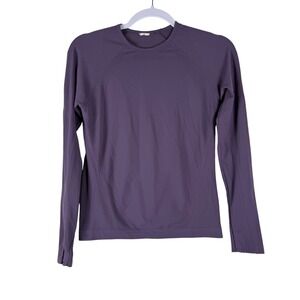 Athleta Girl Power Up Long Sleeve Seamless Top Purple Thumbhole XL 14
